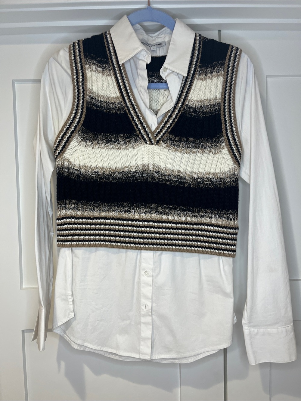 Veronica Beard Spear Mixed Media Sweater Vest Top Small Good Condition